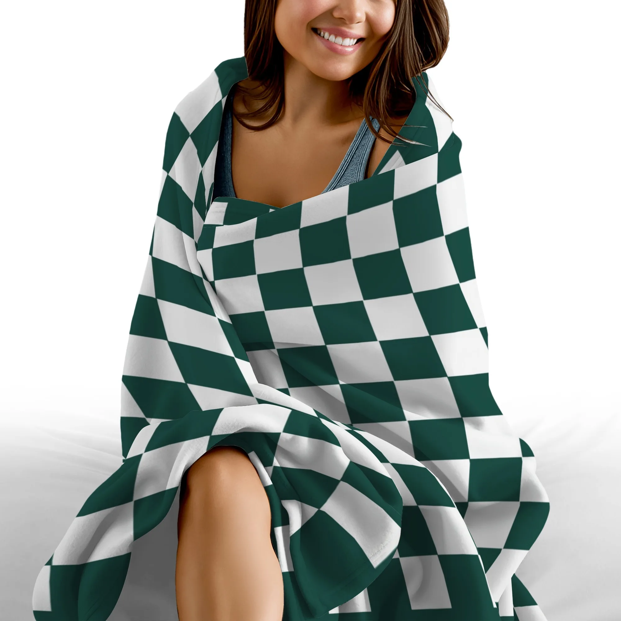 Classic and stylish checkerboard flannel blanket - perfect gift - suitable for all seasons, suitable for sofa, bed, office, camp 5