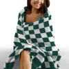Classic and stylish checkerboard flannel blanket - perfect gift - suitable for all seasons, suitable for sofa, bed, office, camp 5