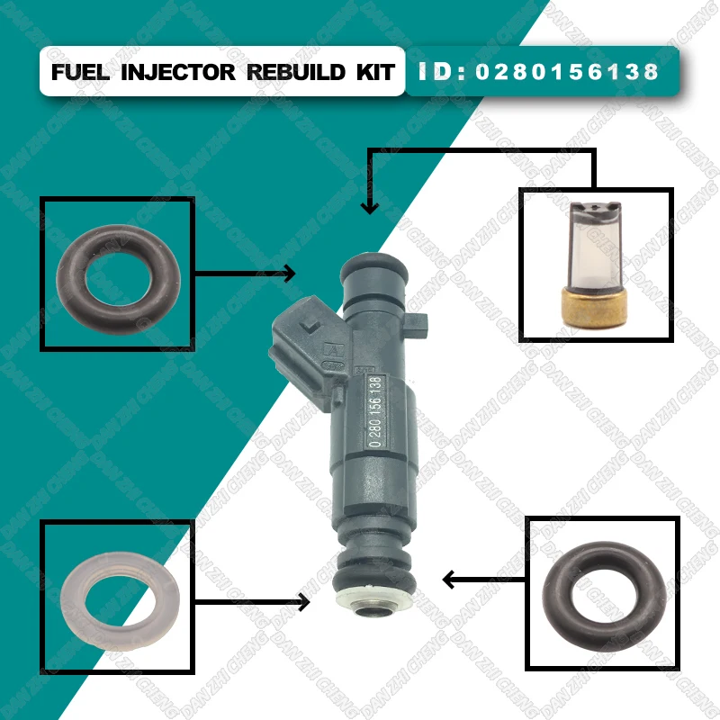 

Fuel Injector Service Repair Kit Filters Orings Seals Grommets for Chevrolet Sail 1.6 Roewe 550 OEM:0280156138 25319301 ICD00111
