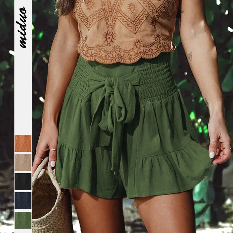 

Hot Selling Shorts Woman High Waisted Shorts Lace Ruffle Edging Fashion Women Wide Leg Shorts Versatile Casual Drape Feel Mujer
