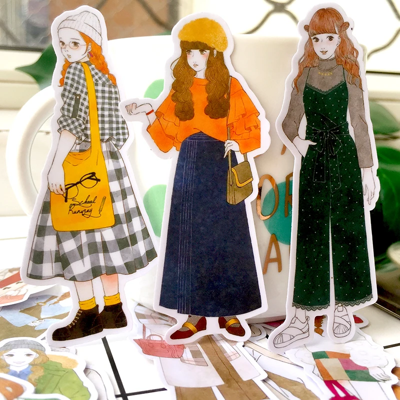 17PCS Fashion girl Stickers Crafts And Scrapbooking stickers kids toys book Decorative sticker DIY Stationery
