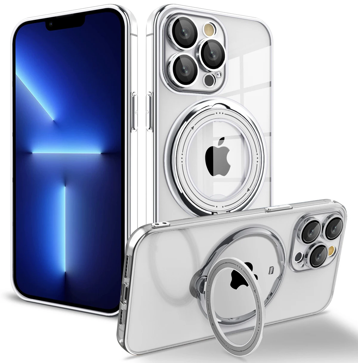 thumbnail image 1 of 360 Rotating Bracket Ring Holder Car Mount Case for iPhone 15 14 13 12 11 Pro Max Magsafe Magnetic Wireless Charging Clear Cover, 1 of 5