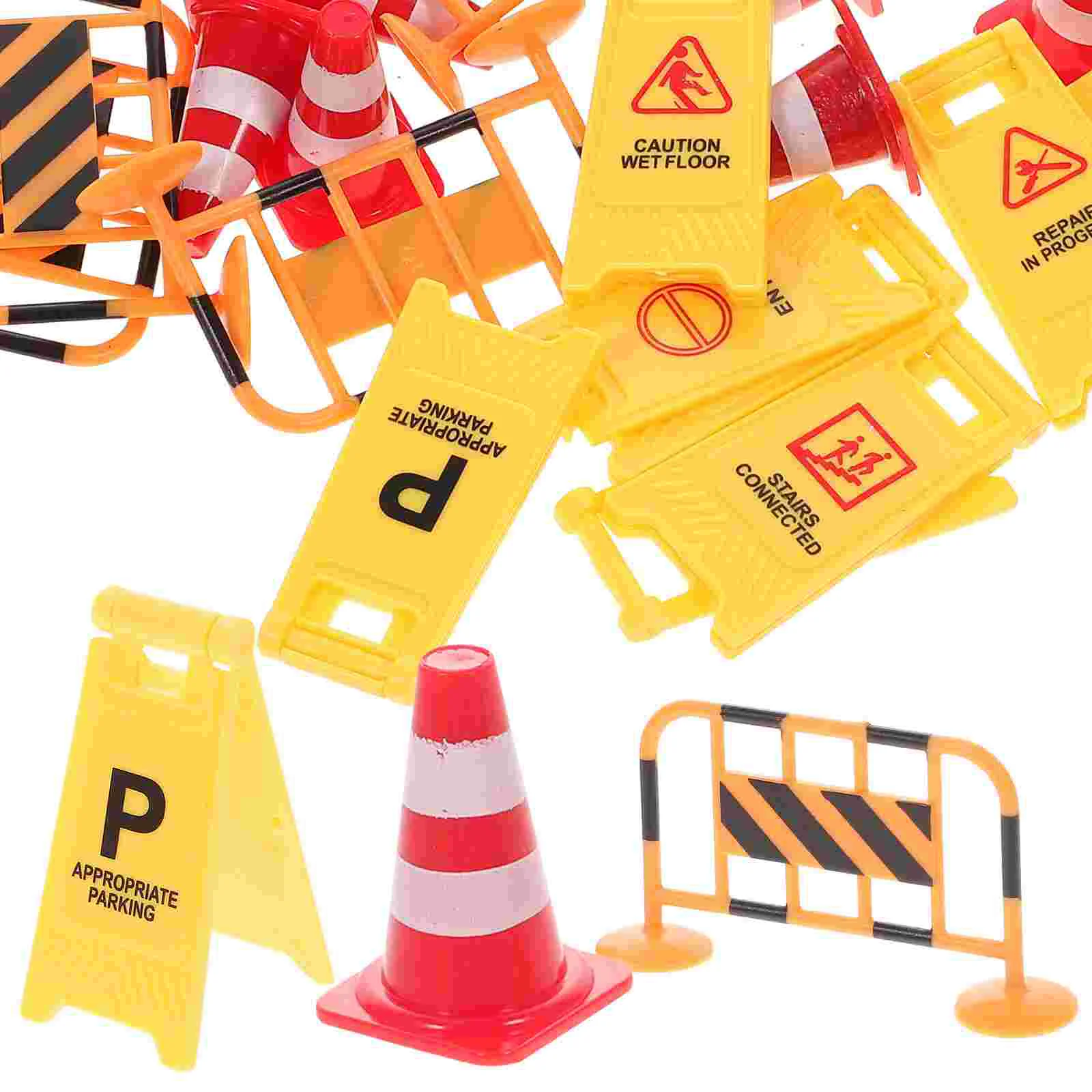 

26pcs/Set Simulation Traffic Road Sign Model Roadblock Kids Pretend Play Toys DIY Scene Early Educational Toys Gift