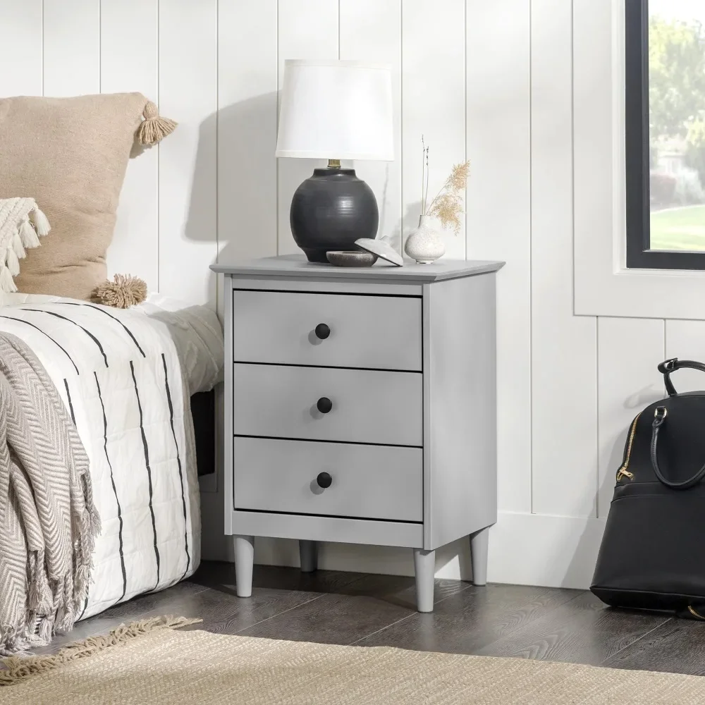 

Side Table, Madeline 3-Drawer Nightstand, Wooden Nightstands