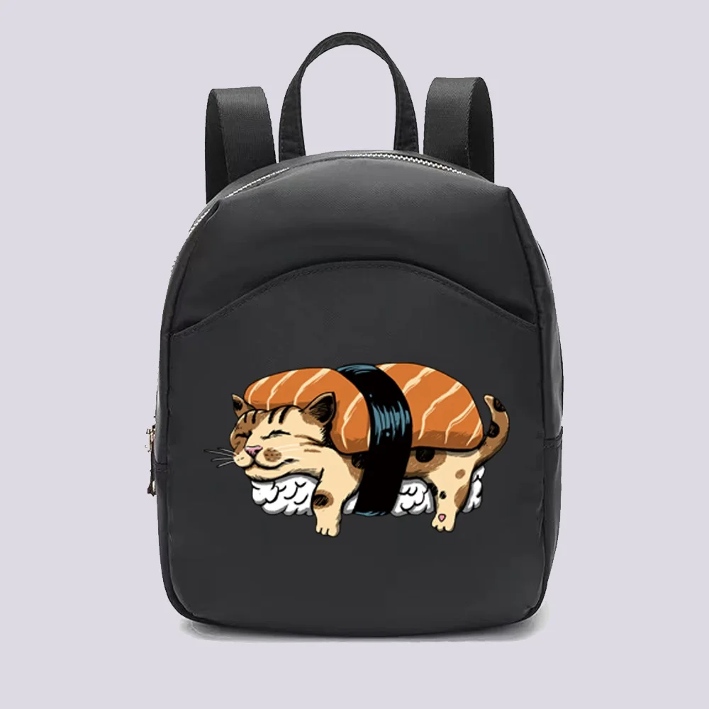 Small Backpacks Women Fashion Japan Cat Printing Female Mini School Bags Black Rucksack for Girls 2022 New Casual Backpack
