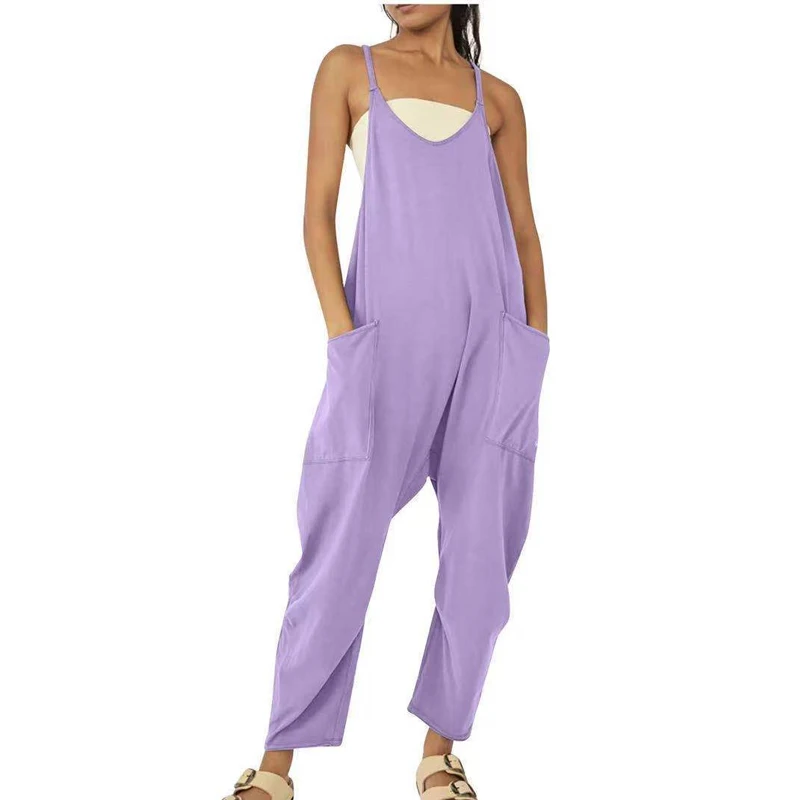 2023 Summer New Solid Color Y2K Off Shoulder Pockets Jumpsuits Women Casual Personality Comfortable All-match Women's Clothing