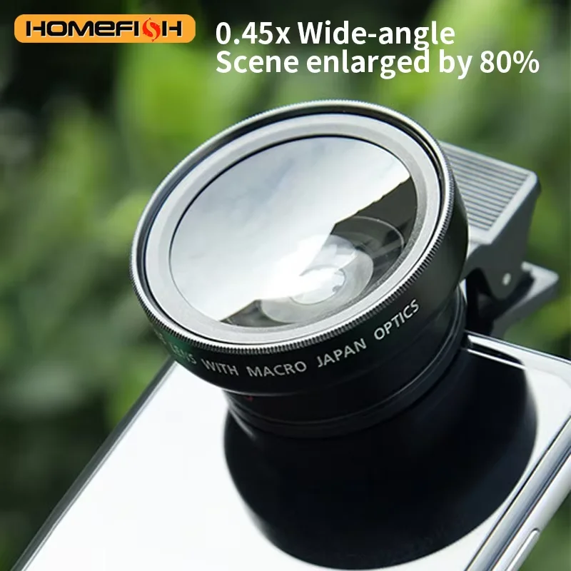 Universal 2-in-1 Lens Holder 37MM 0.45X 49UV iPhone Android