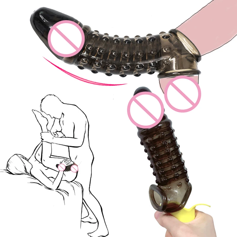 Silicone Reusable Penis Sleeve Flexible Glans Penis Enlarger Extender Delay Ejaculation No Vibrators Adult Sex Toys for Men,female sex toys,male sex toys