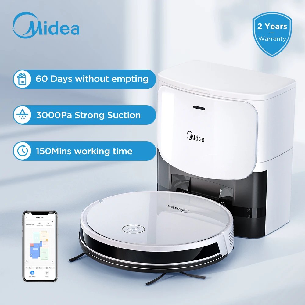MideaS5RobotVacuumCleanerforHomeSelfEmptying3000PaVoiceApp