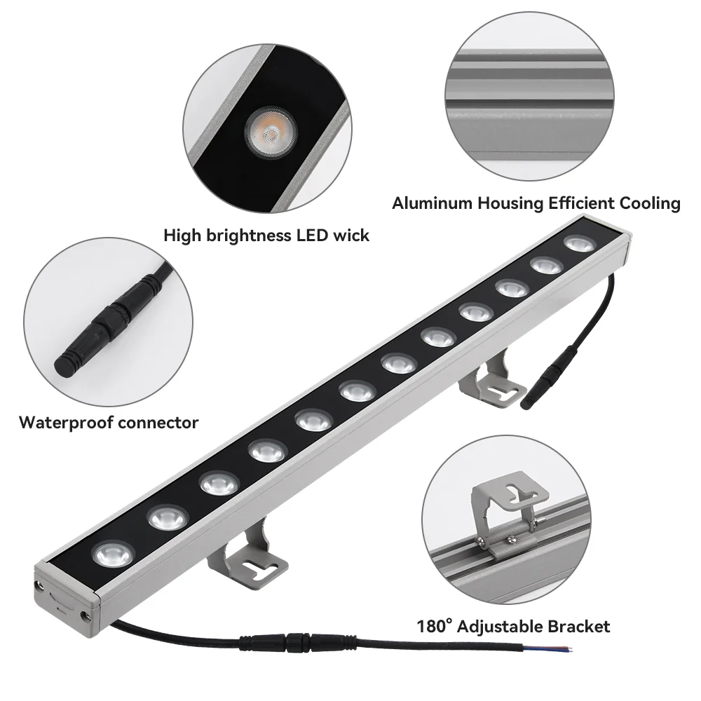 Wandleuchte für den Außenbereich, wasserdicht, modernes Wandwaschlicht, warmweiß, 3000 K, IP65, Garten, AC220V, Hotelbrücke, Straßendekoration – Detail 5