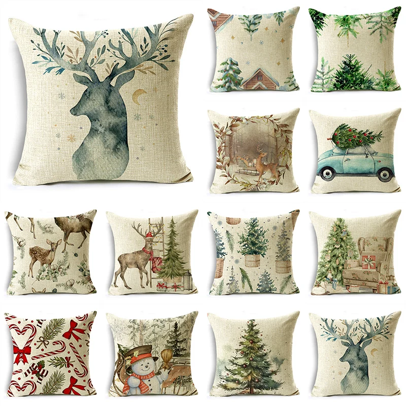 

Christmas Home Sofa Decorations Cushion Covers Geometric Botanical Animals 2023 Annual Pillow Covers Darth Hound Christmas F0777