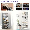 5-layer multifunctional shoe & coat rack, 23.62 inches large capacity, layered storage for tidy space, ideal for home, apartment and dorm 8