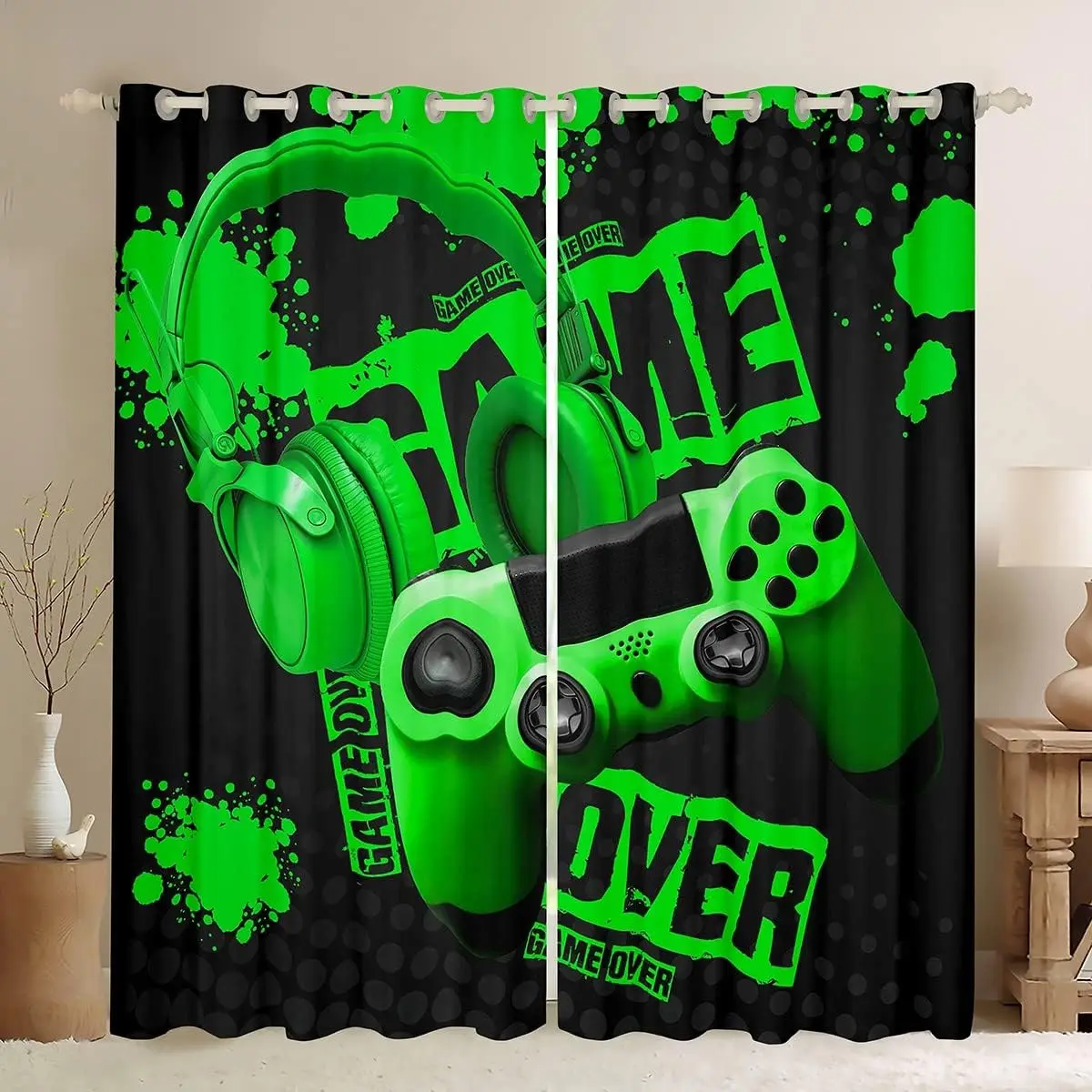 

Gamer Curtains for Children's Bedroom, Gaming Window Treatments, Living Room, Kids, Teens, Boys