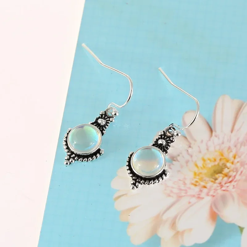 Drop Earrings Delysia King Women Rainbow Moonstone Jewelry Vintage Earrings Ethnic Tribal Antique Eardrop