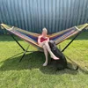 Double Hammock with Stand Capacity Steel Stand, Premium Carry Bag Included and Two Anti Roll Balance Beam, Hammocks 2