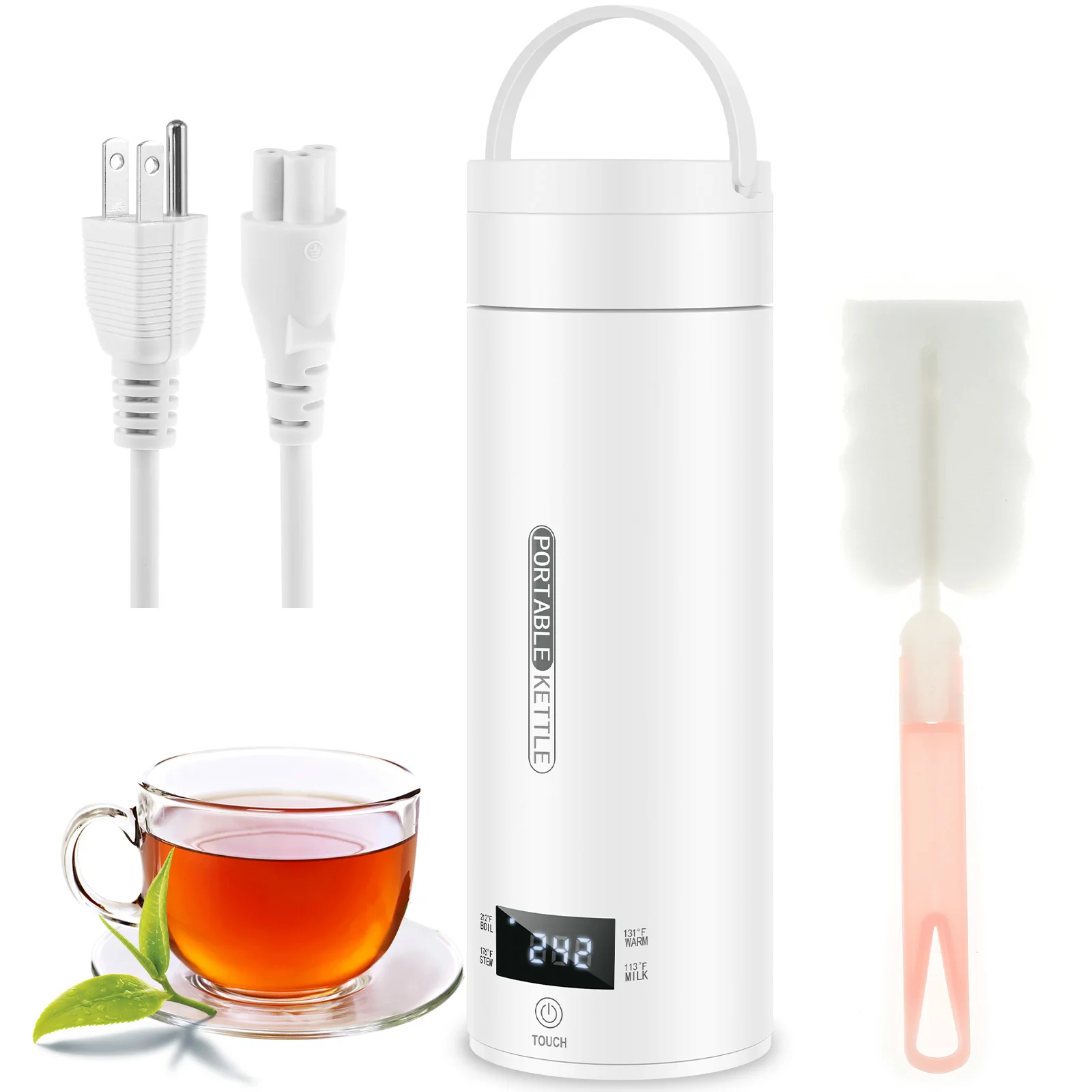 Portable Travel Kettle with Display 4 Temperature Control Water Boiler Cup Automatic Shut Off Electric Heating Cup for Travel, folding kettle,portable folding kettle