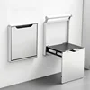 Aluminum Bathroom Bath Chair Creative Invisible Wall-mounted Shower Seats Modern Folding Mute Shoe Changing Stool with Armrests 2