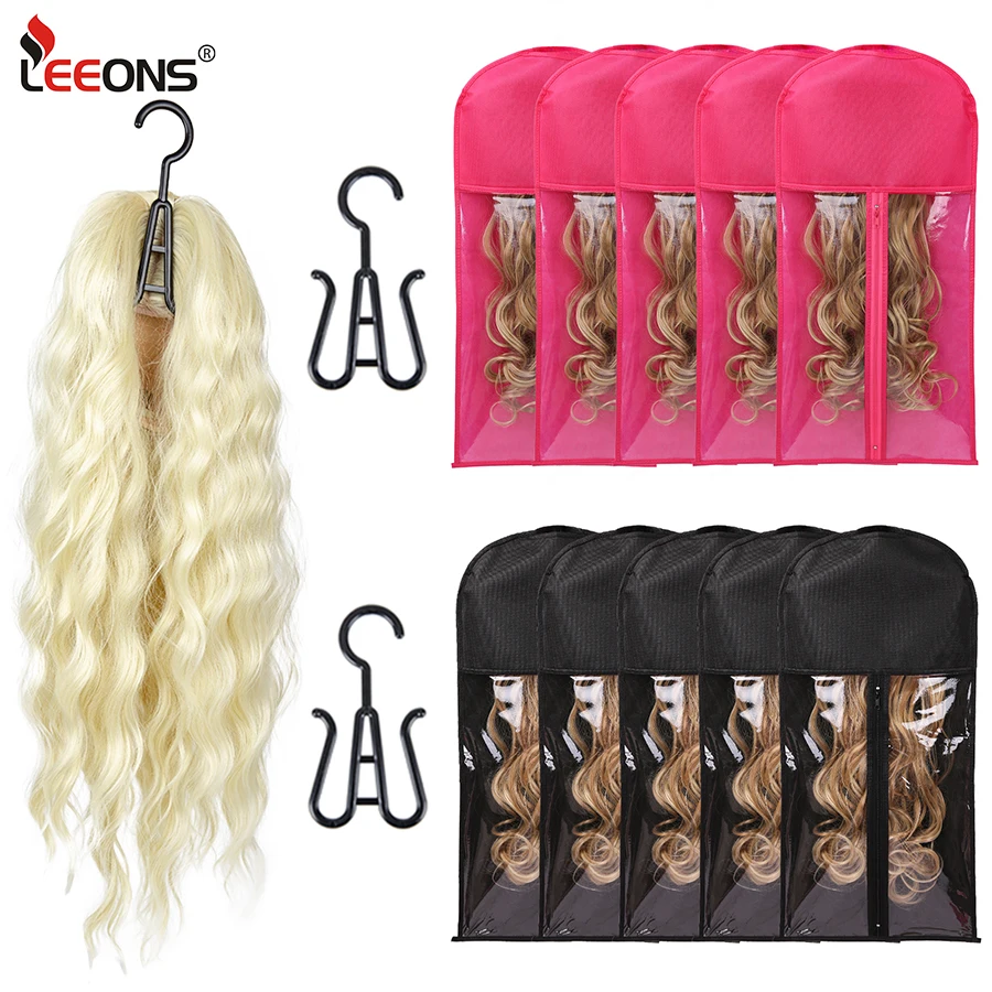 Bolsa de almacenamiento de extensiones de cabello Extra larga, con colgador para extensiones de cabello, postizo con colgador