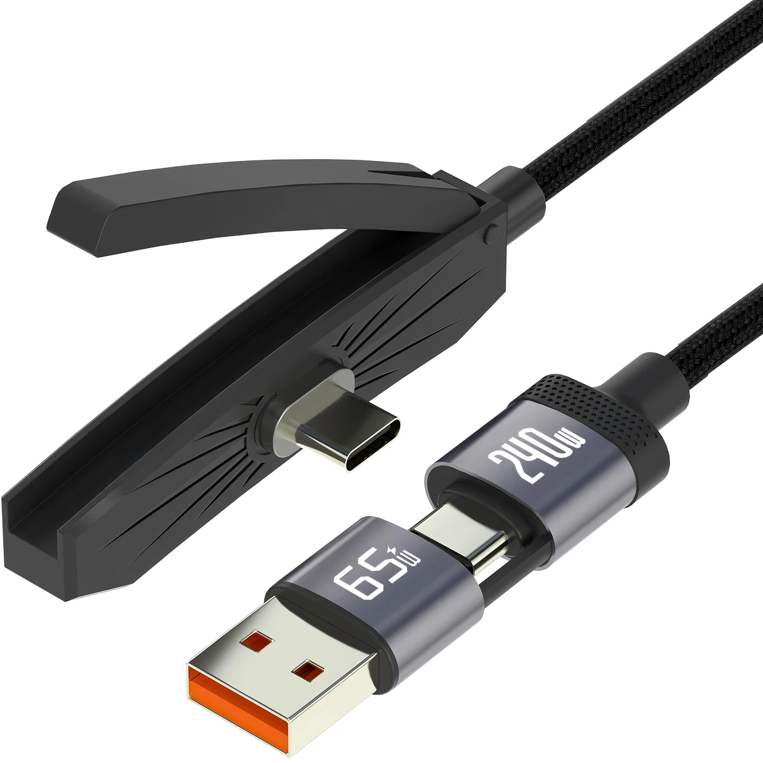 240W 접이식 스탠드 데이터 케이블 Type-C to Type-C 및 USB 인터페이스 다각도 휴대폰 거치대 데이터 케이블 범용 1.8M 케이블