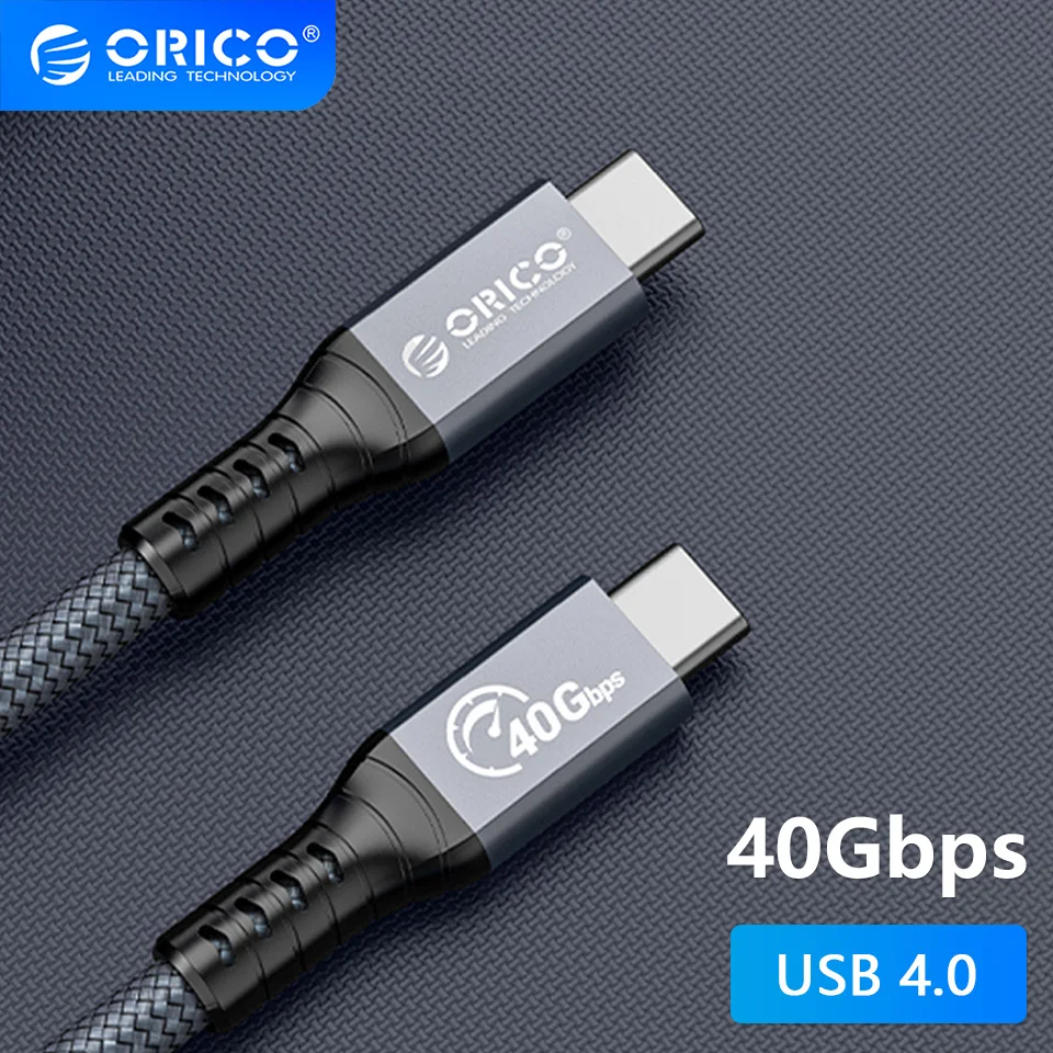 Cavo Orico Pd Per Thunderbolt 4 Video 8K @ 60Hz 40Gbps Trasferimento Dati 100W 5A Ricarica Rapida Nylon Intrecciato 2M Per Macbook Samsung
