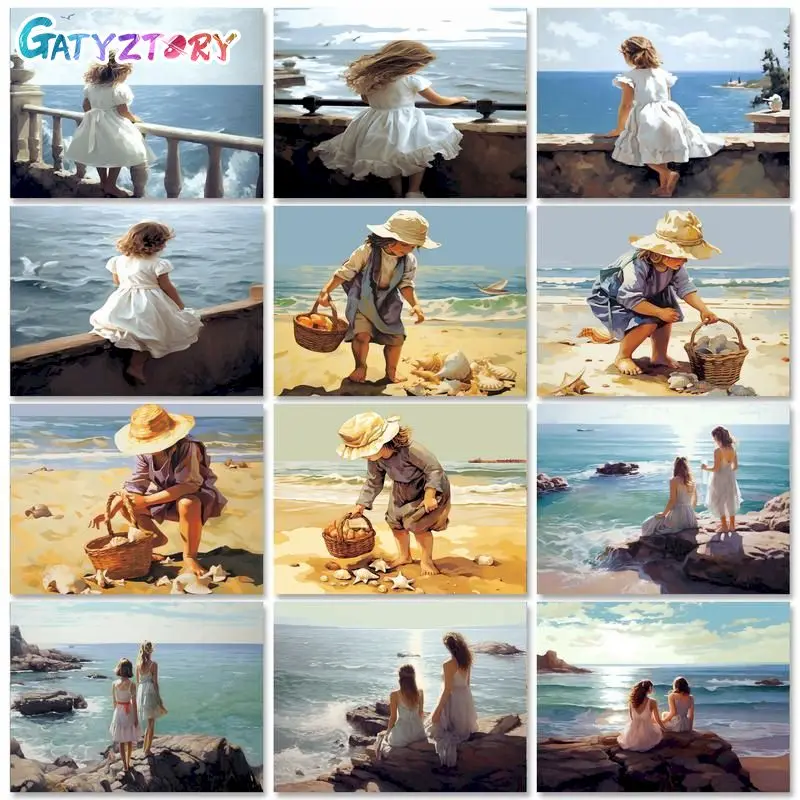 

GATYZTORY 60x75cm Oil Painting By Numbers Girls Figure DIY Paint By Numbers On Canvas Frameless Home Decoration Unique Gift