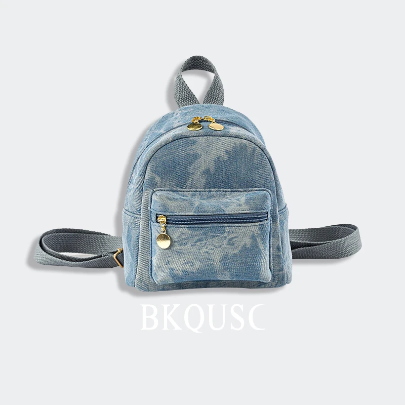 

Women Fashion Washed Retro Student School Bag Mini Denim Backpack Ladies Daily Casual Bags Female Stylish Small College Backpack