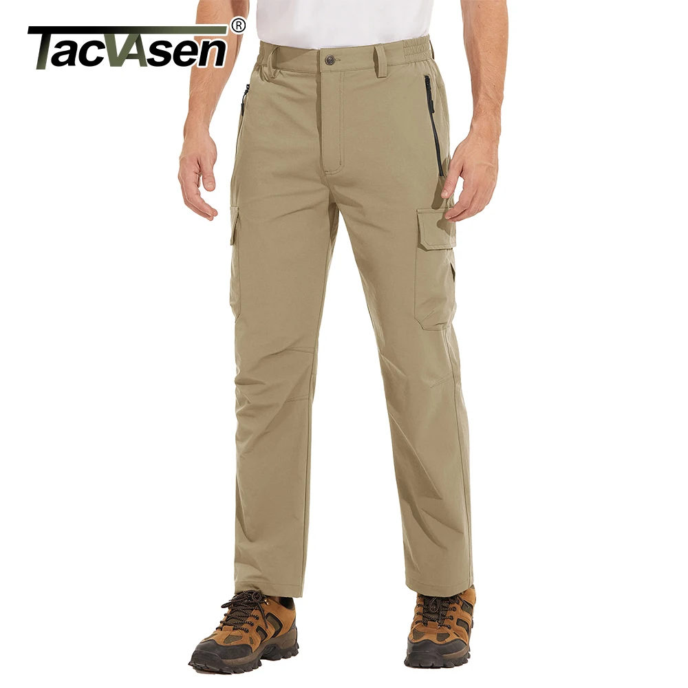 TACVASEN Lightweight Quick Dry Trousers Mens Fishing Climbing Pants Elastic Nylon Outdoor Hiking Cargo Pants Summer Work Trouser 2