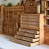 Vintage Wooden Drawer Cabinet Multi-Layer Classification Storage Box Fabric-Covered Organizer Drawer A4 Paper Stamp Organize Box 1