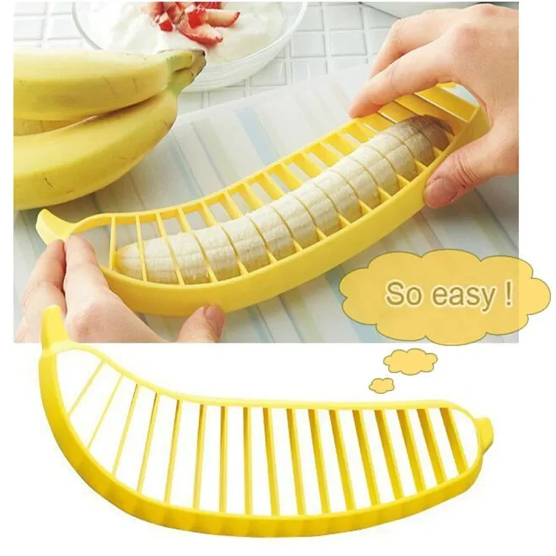Kitchen Gadgets Plastic Banana Slicer Cutter Fruit Vegetable Tools Salad Maker Chopper Cooking Cut