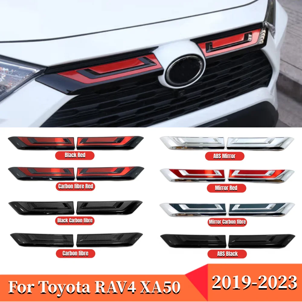 

For Toyota RAV4 RAV 4 2019 2020 2021 2022 2023 XA50 Front Bumper Grille Grills Strip Trims Cover Decoration Stickers Accessories