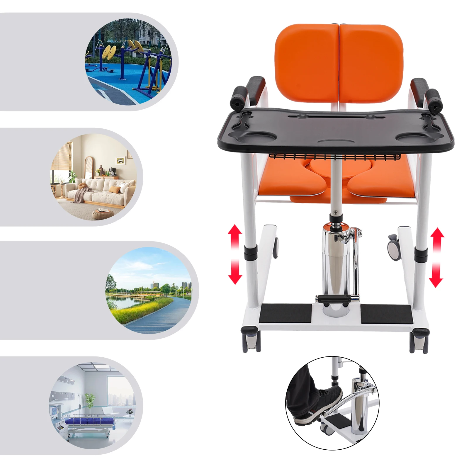 Commode Chair Toilet Stair Lift Chair Hydraulic Patient Transfer Chair with Commode for Disabled Multifunctional Shift Chair 4