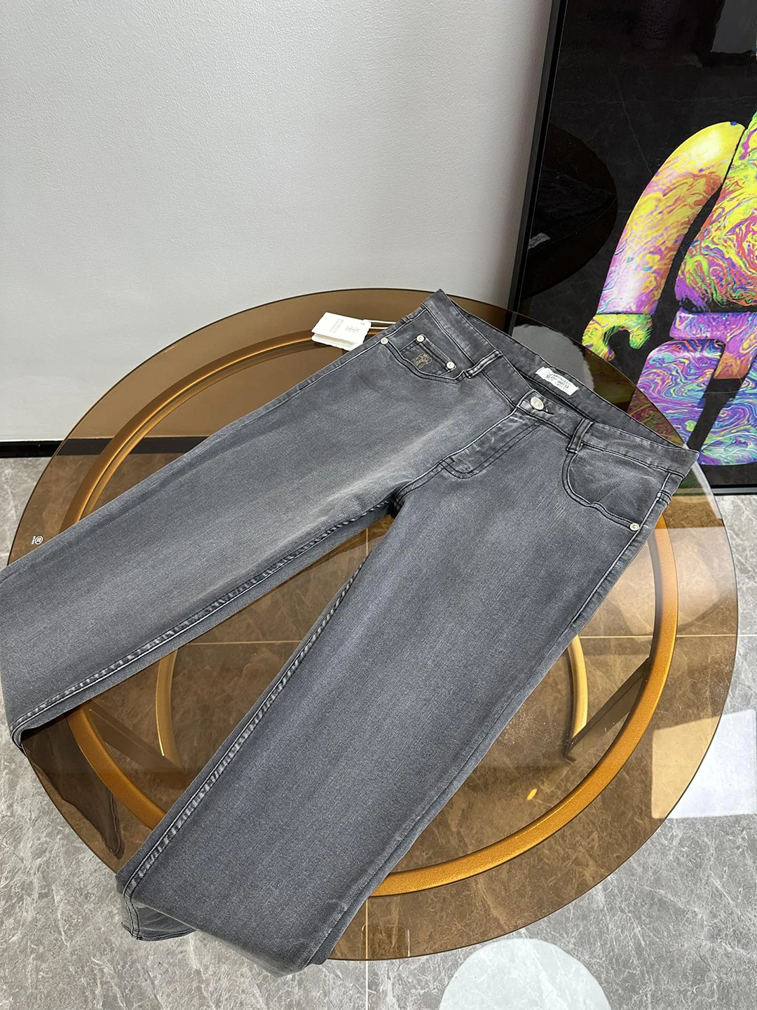 

New BC Denim Jeans men‘s Elastic embroidery size 29-38 Straight long pants Customized leather label Old Money Hot selling