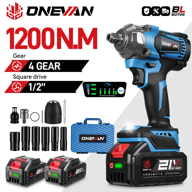 ONEVAN 1200N.M clé à chocs électrique sans brosse 1/2 pouces clé dynamométrique sans fil tournevis outil électrique pour Makita 18V batterie broche 1
