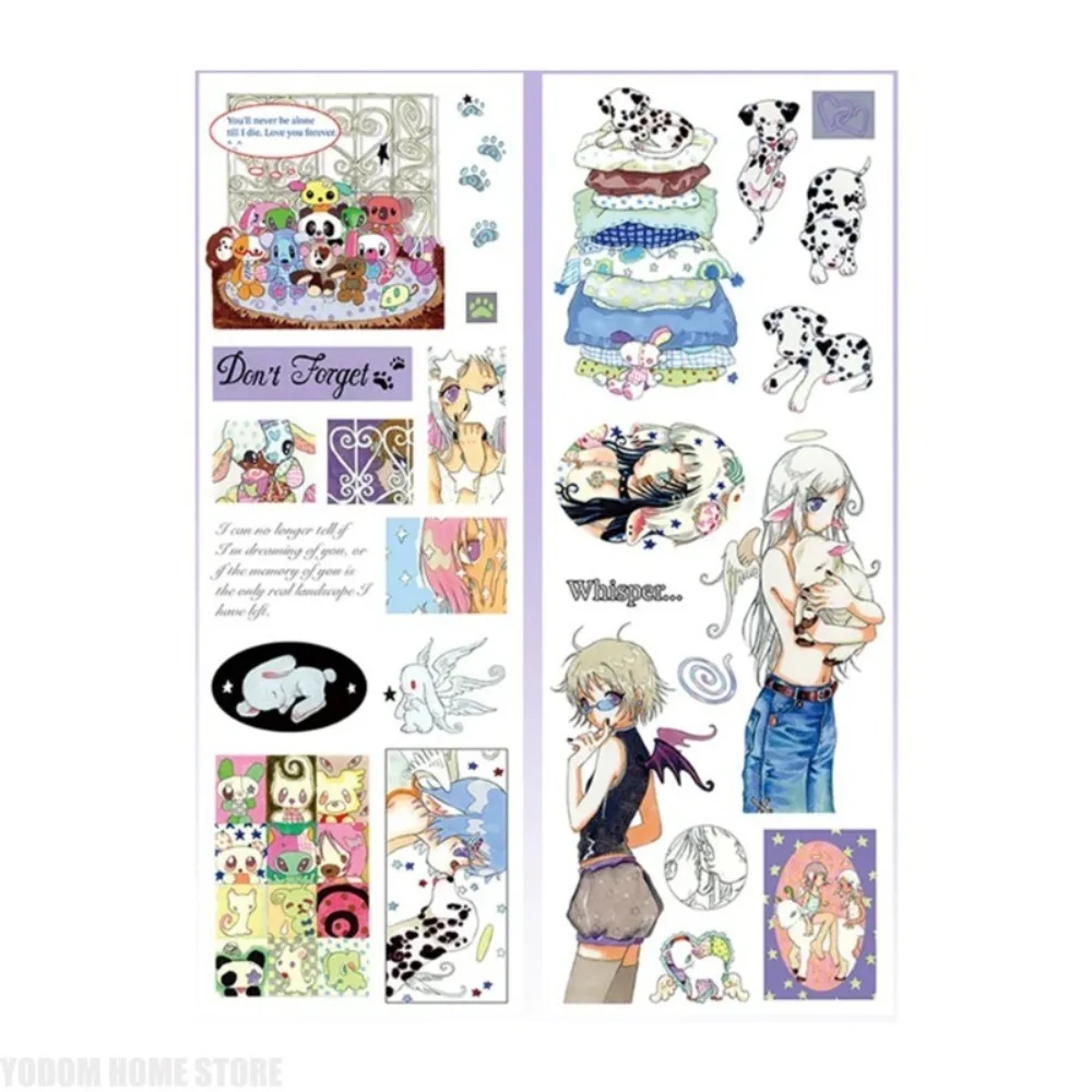 Adesivi per Scrapbooking 31cm con Design di Ragazze e Animali Disegnati a Mano - Forniture Estetiche per Regali e Diari Fai-da-Te - immagine 6