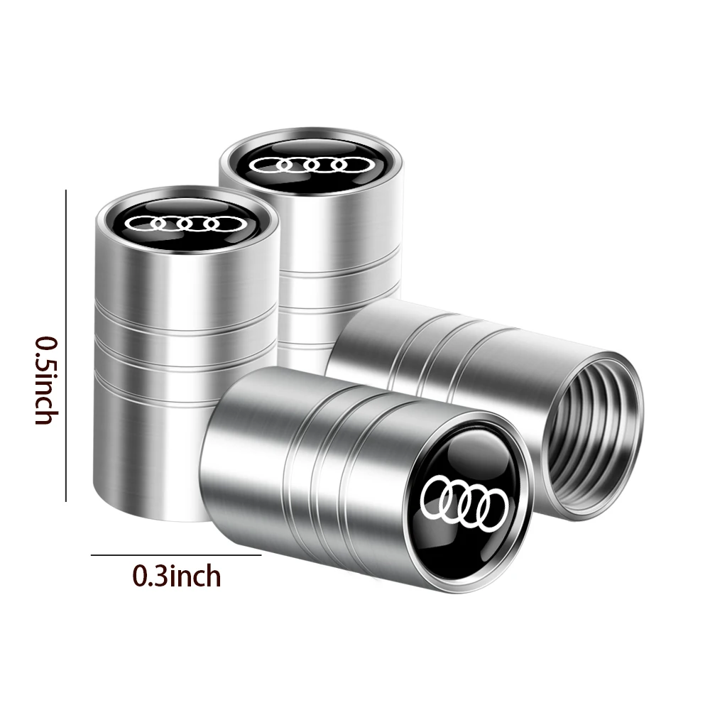 4Pcs 3D 금속 자동차 휠 타이어 밸브 스템 캡 액세서리 아우디 A4 B5 B6 B7 B8 B9 A1 A3 A6 C5 C6 C7 A5 A7 A8 Q3 Q5 Q7 RS Sline