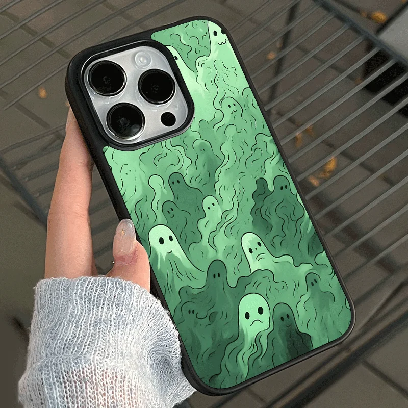 Green Ghost Black Edge Korean INS Style Cute Phone Case