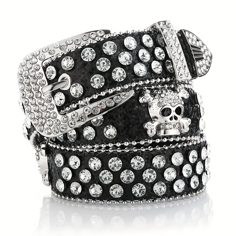 Cintura Donna In Pelle Con Rivetti E Strass – Stile Punk Chic Per Jeans E Pantaloni - 2