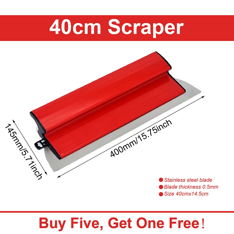 40cm Wall Scraper Stainless Steel Blade Thickness 0.5mm Drywall Putty Knife Plastic Handle for Plastering Wall Smoothing Paint