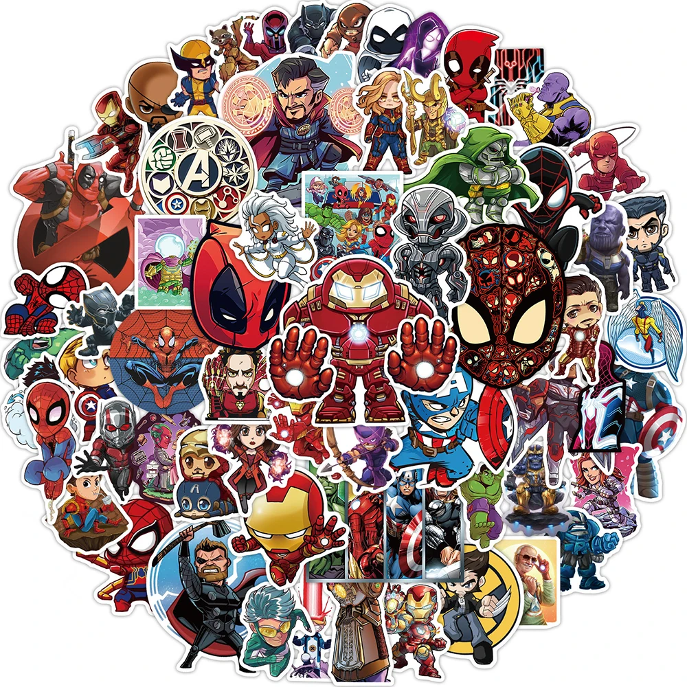 

10/30/65pcs Disney Marvel Anime The Avengers Stickers Super Hero Iron Man Spider-Man Cartoon Decals Cool Sticker for Kids Toys