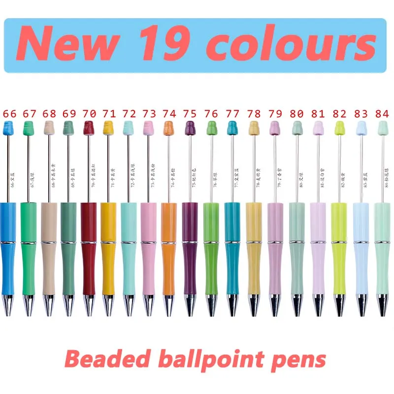 100Pcs Newest Colour Creative Plastic Beaded Pen Ballpoint Pen Printable Beadable Pen DIY Gift for Student Office Supplies 2