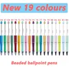 100Pcs Newest Colour Creative Plastic Beaded Pen Ballpoint Pen Printable Beadable Pen DIY Gift for Student Office Supplies 2