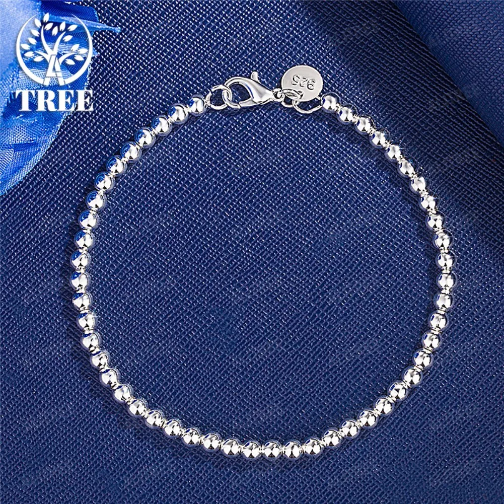Christmas gifts charm 925 Sterling Bracelet 4MM beads chain 16-23cm for woman Popular brands jewelry fashion Wedding party