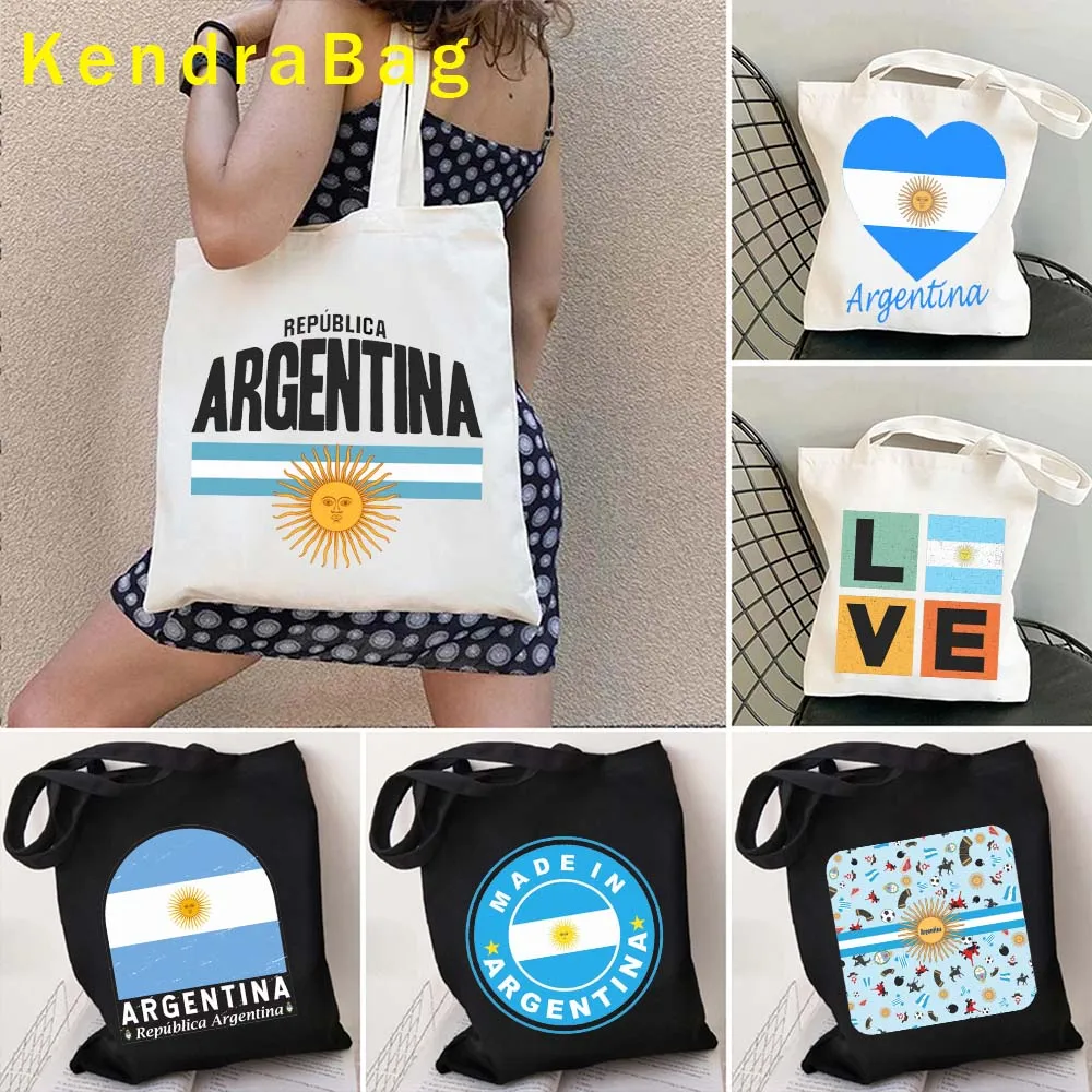 

Buenos Aires Argentina Country Flag Argentinian Soccer Magnet Mosaic Golden Sun Sol de Mayo Canvas Tote Bag Shopping Eco Handbag