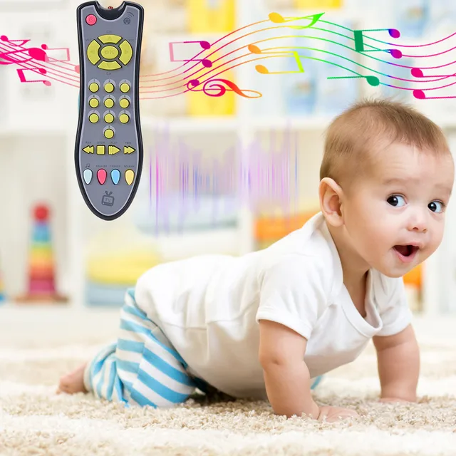 TV Remote Control Toy Musical Play toys with Light and Sound Three Language Modes: English Spanish French Baby Education Toys 3
