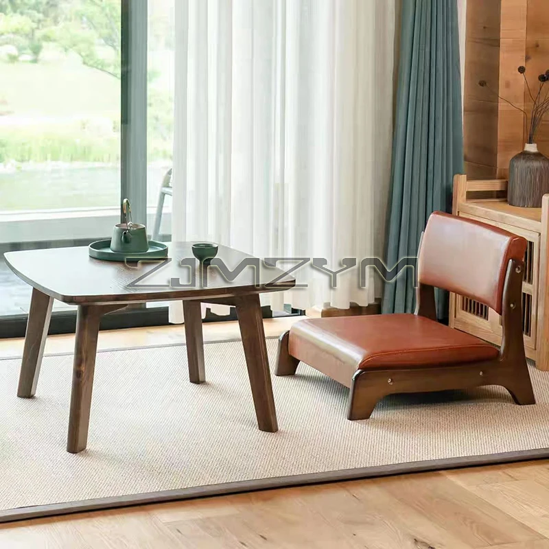 Modern Lazy Sofa Chair Japanese Living Room Furniture Back Floor Nordic Wind Bay Window Wood Low Chair 4