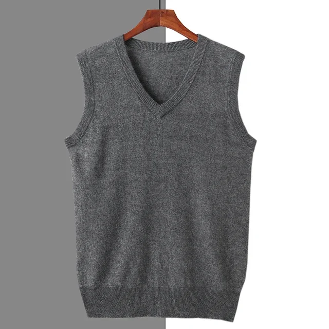 Autumn/Winter Men's Sweaters Marten cashmere Vest Fashion New Sleeveless V-neck Casual Young Style Pullover Solid Knitted Tops