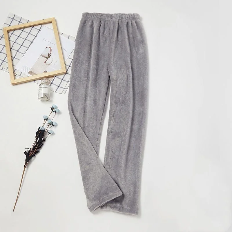 Straight-leg warm pants gray