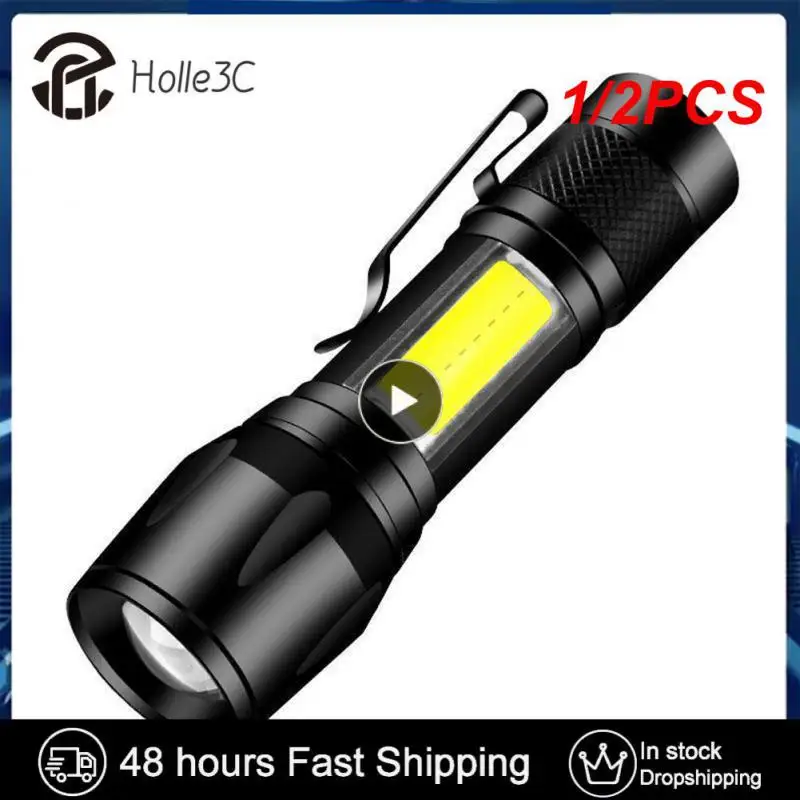 줌 미니 LED 손전등, XP-G Q5 플래시 라이트 랜턴, 휴대용 충전식 눈부심 COB 손전등, 야외 캠핑, 1 개, 2 개