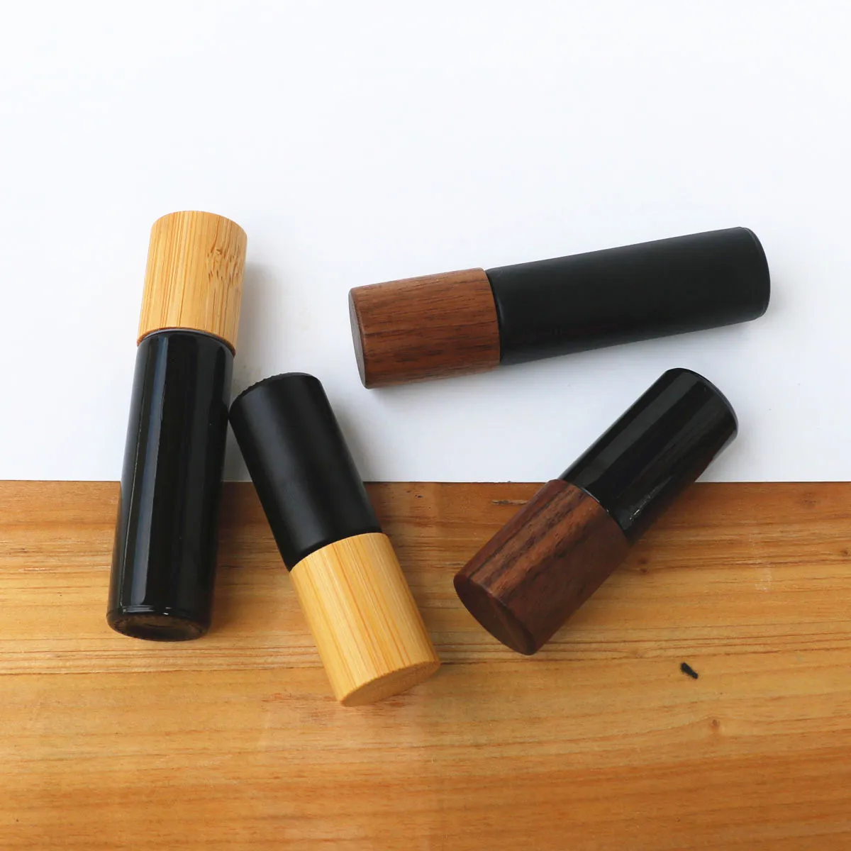 Premium Refillable Glass Roller Bottles with Natural Bamboo Lids - 5ml & 10ml Amber & Clear Vials