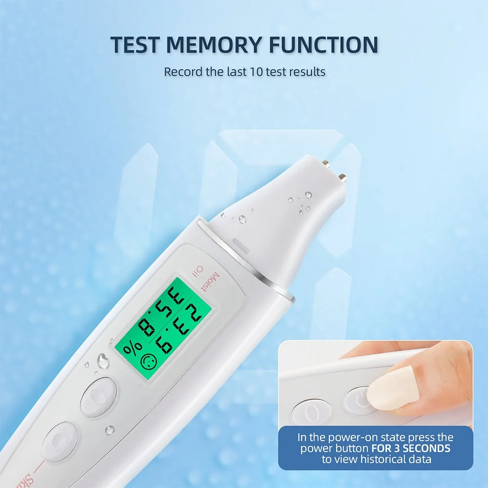 Digital Skin Tester Moisture Oil Test Meter Face Detector Facial Skin Moisture&Oil Content Skin Analyzer For Forehead Cheek